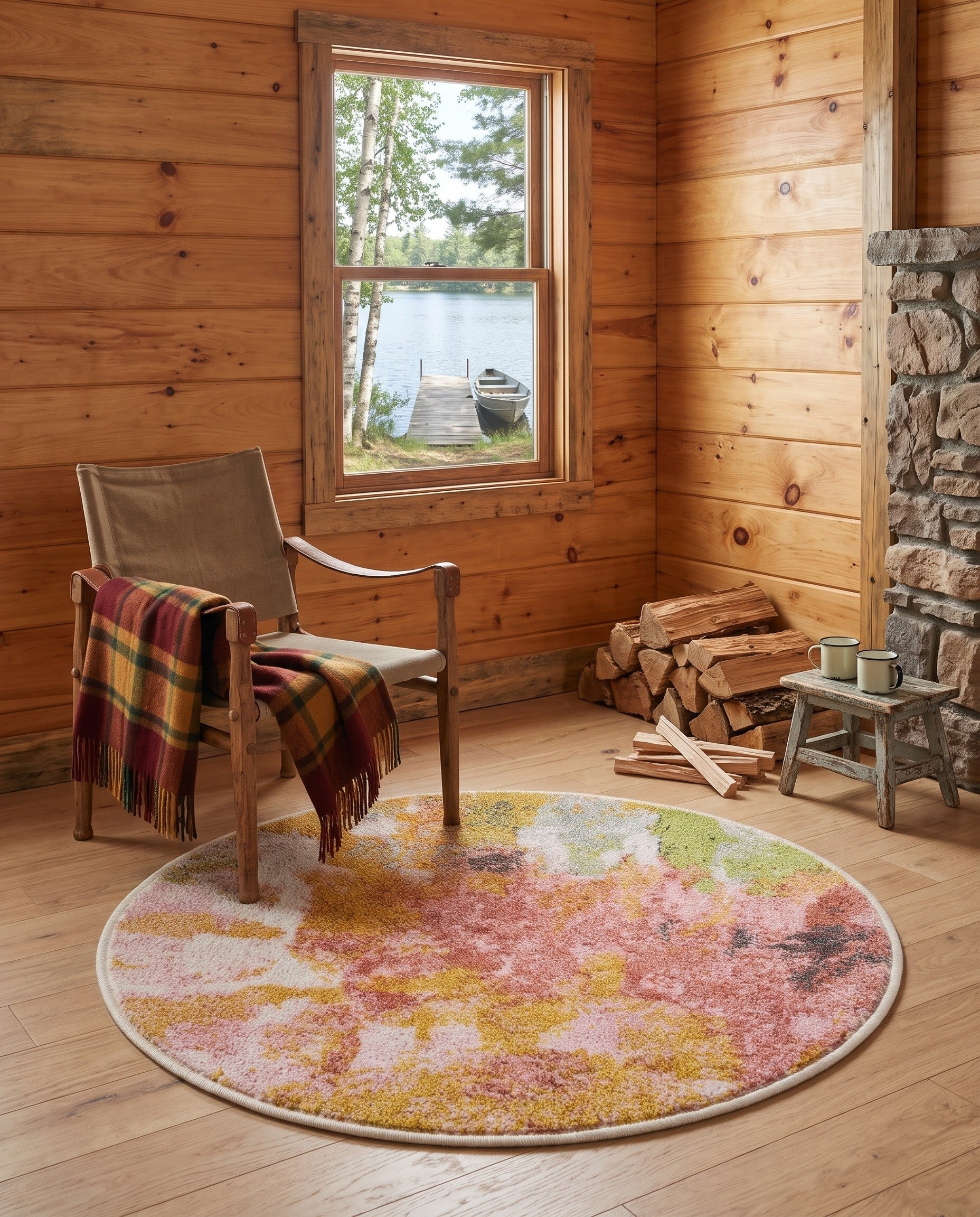 2' 2 x 2' 2 Abstract Whimsy Kids Round Rug