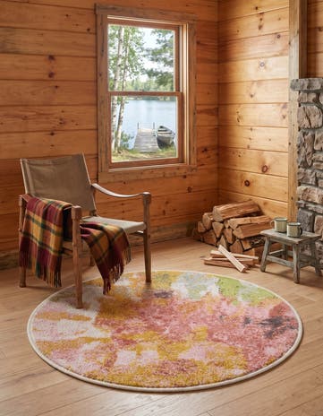 2' 2 x 2' 2 Abstract Whimsy Kids Round Rug