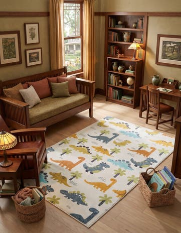 Ivory Dinosaur Whimsy Kids Rug