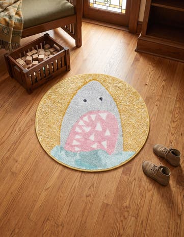 2' 2 x 2' 2 Shark Whimsy Kids Round Rug