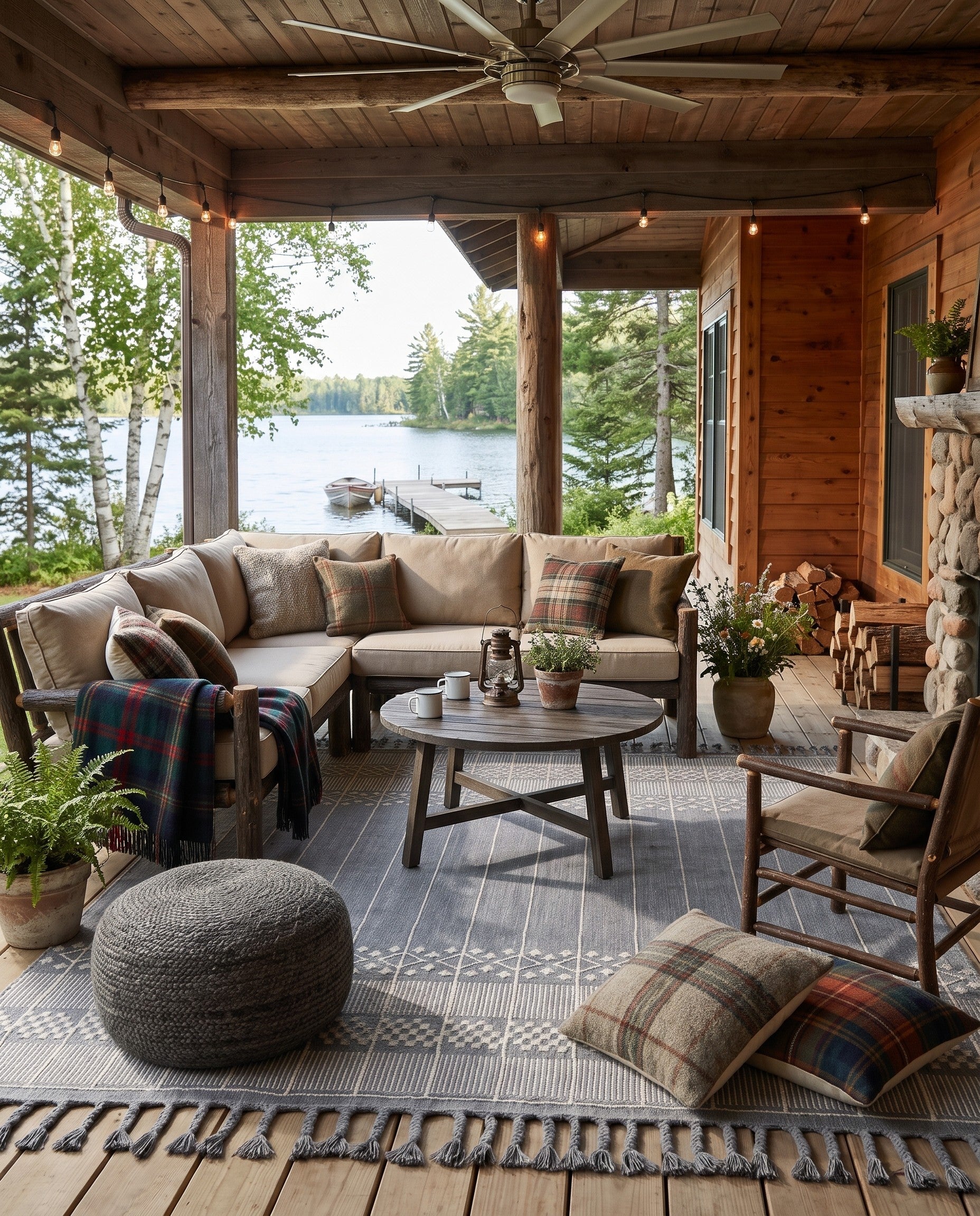 Cool Gray Easy-Clean Eco Bohemian Indoor / Outdoor Rug