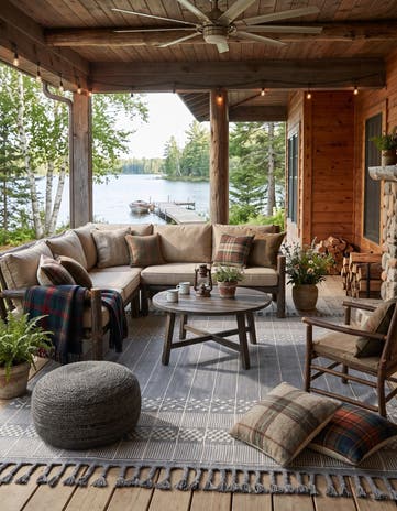Cool Gray Easy-Clean Eco Bohemian Indoor / Outdoor Rug