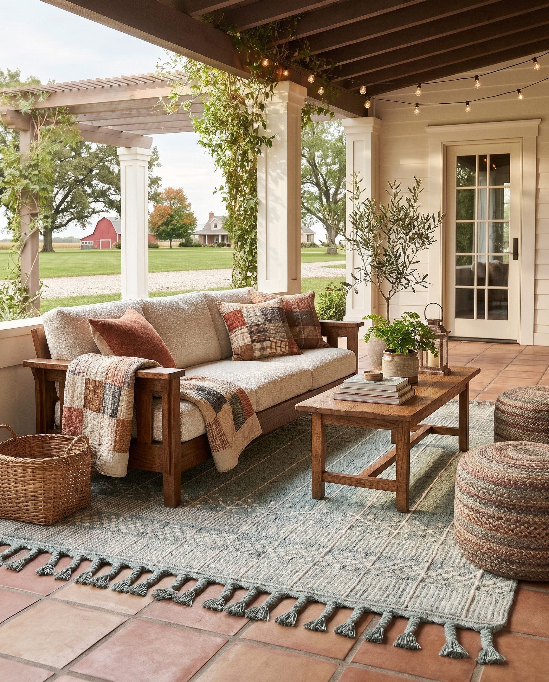 Sea Green Easy-Clean Eco Bohemian Indoor / Outdoor Rug