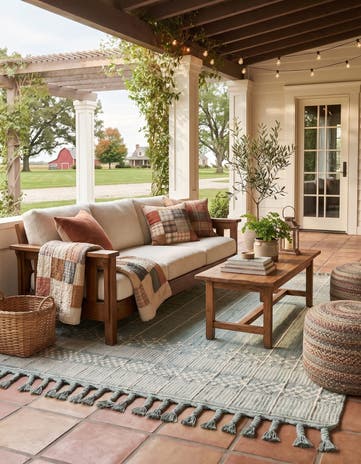 Sea Green Easy-Clean Eco Bohemian Indoor / Outdoor Rug