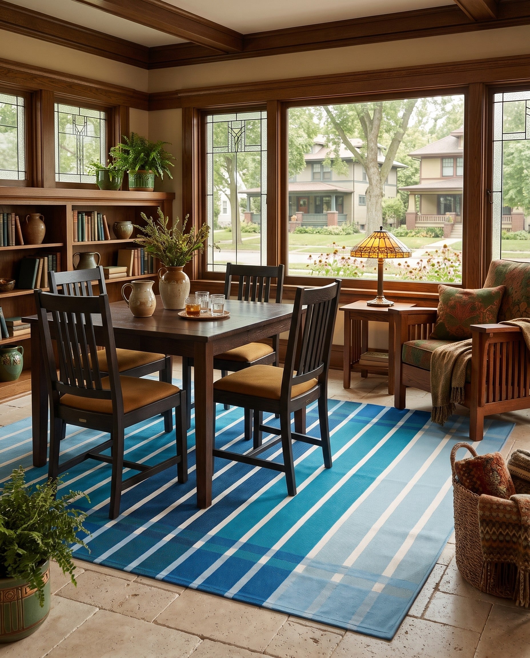 7' 10 x 7' 10 Easy-Clean Ribbon Indoor / Outdoor Square Rug
