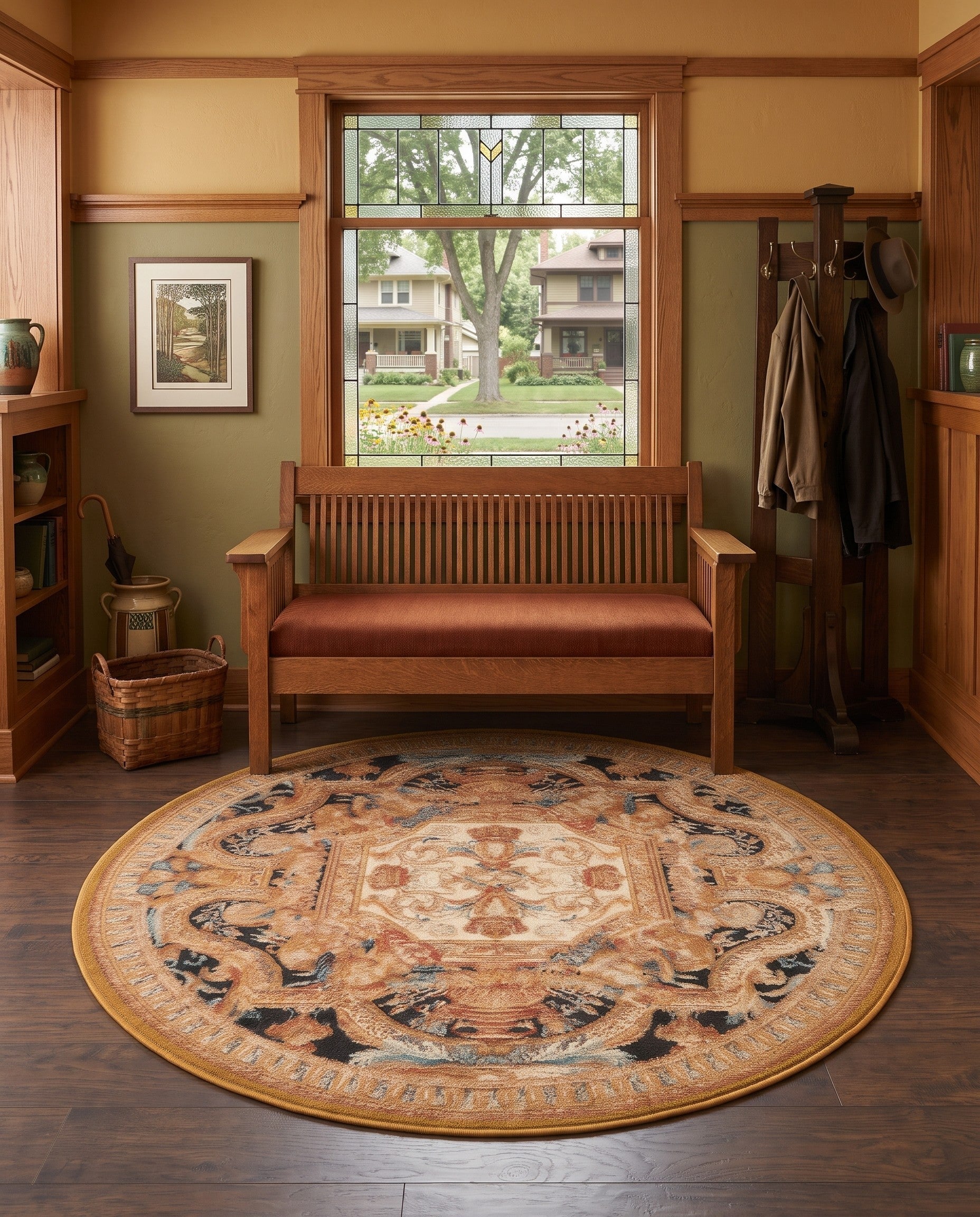 4' x 4' Easy-Clean Wainwright Traditional Indoor / Outdoor Round Rug