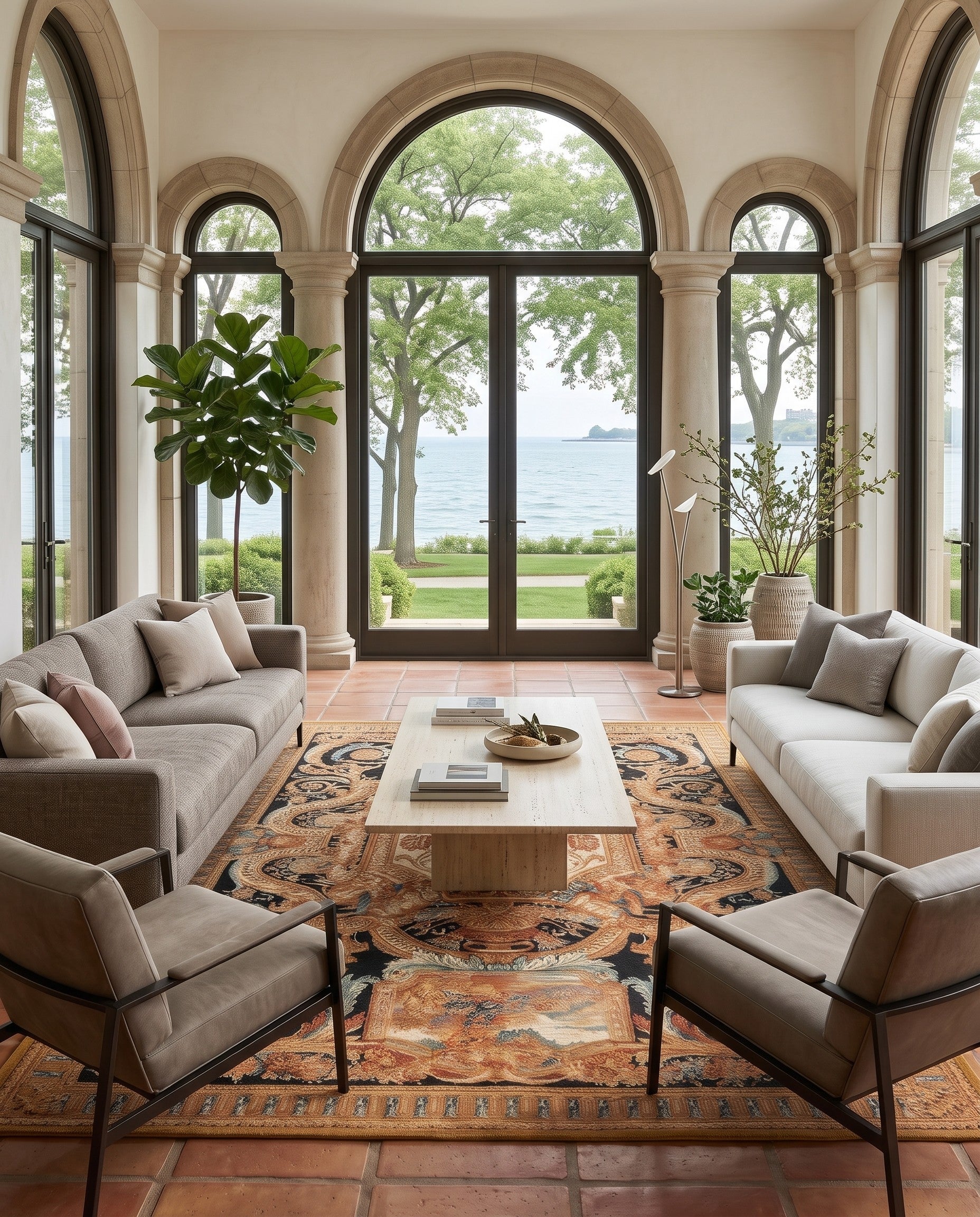 6' x 9' Easy-Clean Wainwright Traditional Indoor / Outdoor Rug