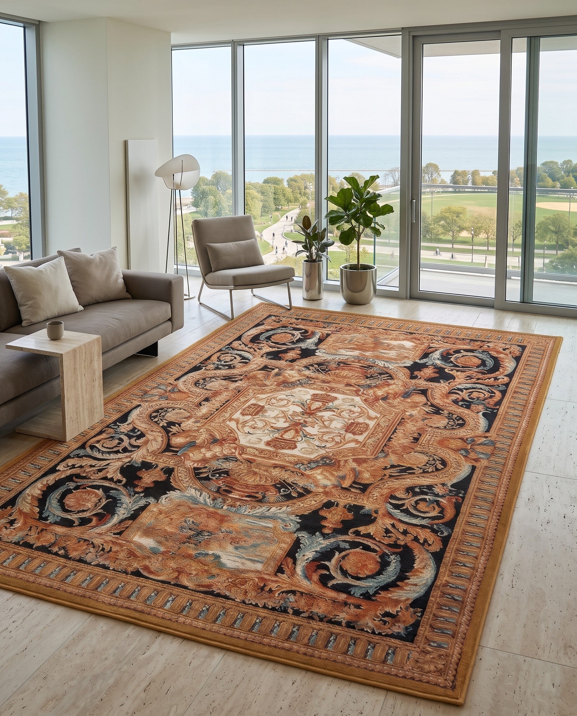 6' x 9' Easy-Clean Wainwright Traditional Indoor / Outdoor Rug