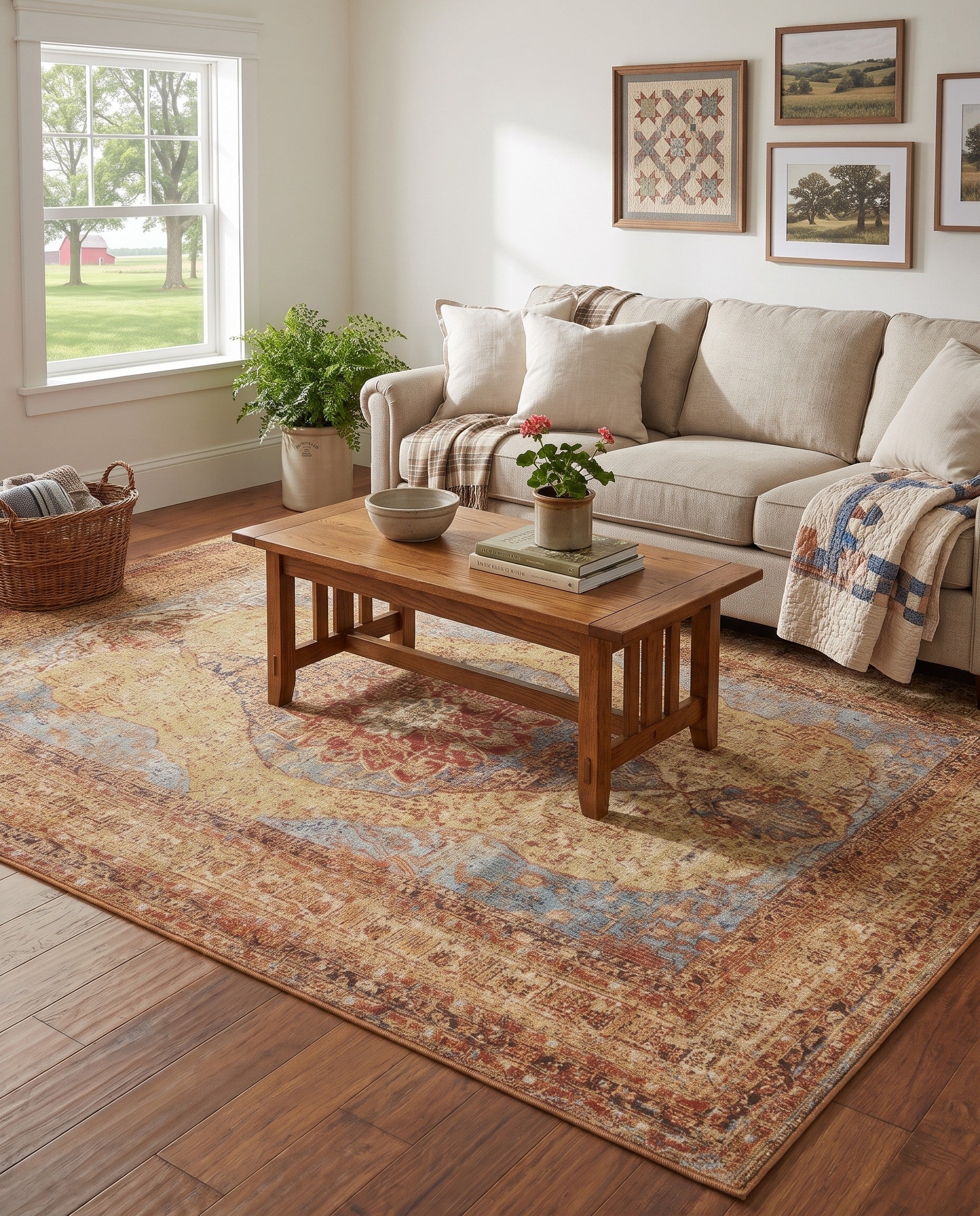 5' 3 x 8' Easy-Clean Pierson Traditional Indoor / Outdoor Rug