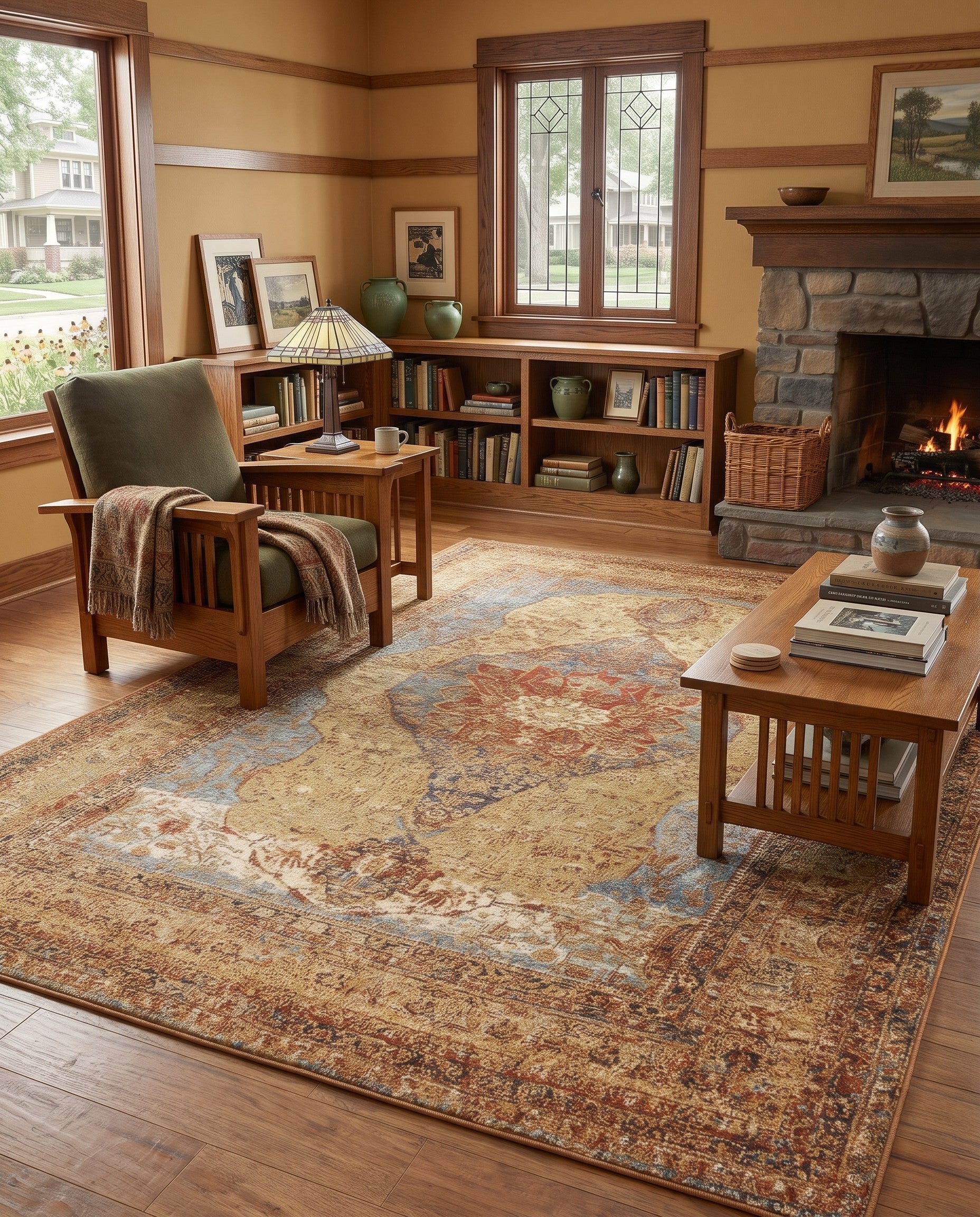 5' 3 x 8' Easy-Clean Pierson Traditional Indoor / Outdoor Rug