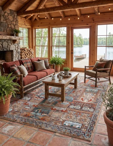 7' 10 x 10' Easy-Clean Traditional Indoor / Outdoor Rug