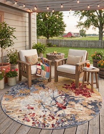 Easy-Clean Modern Indoor / Outdoor Round Rug