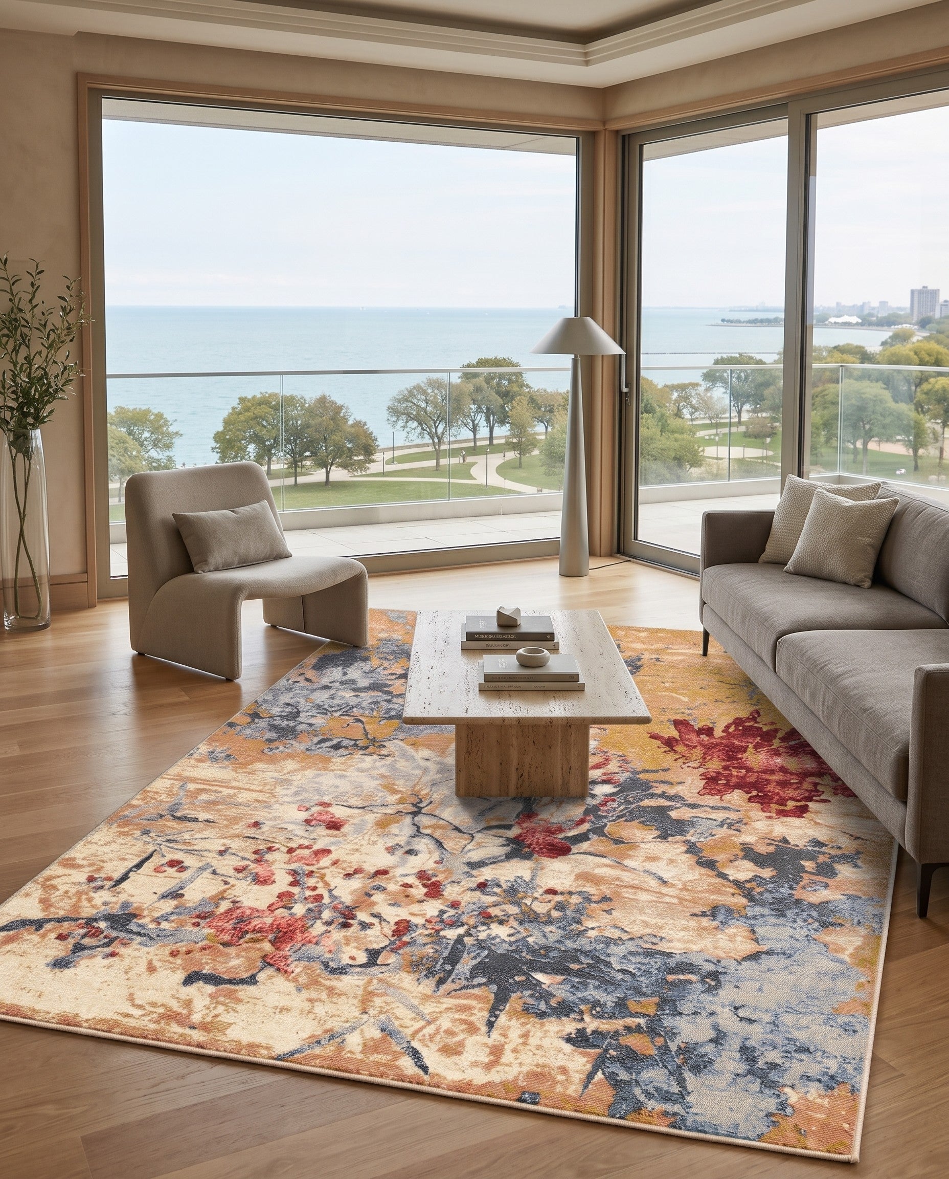 5' 3 x 8' Easy-Clean Modern Indoor / Outdoor Rug