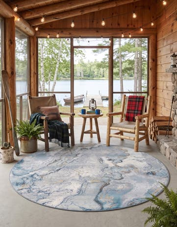 5' 3 x 5' 3 Easy-Clean Modern Indoor / Outdoor Round Rug