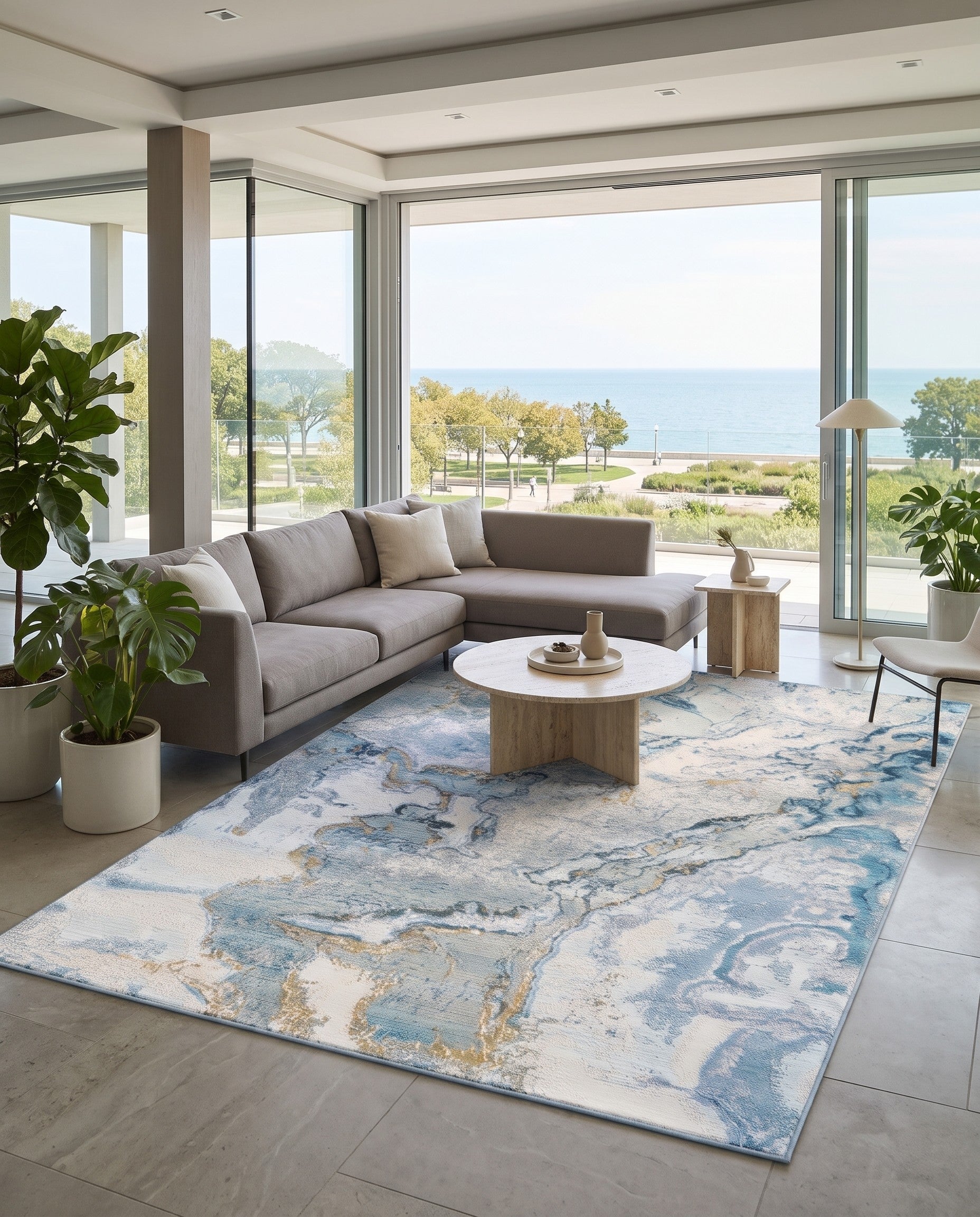6' x 9' Easy-Clean Modern Indoor / Outdoor Rug