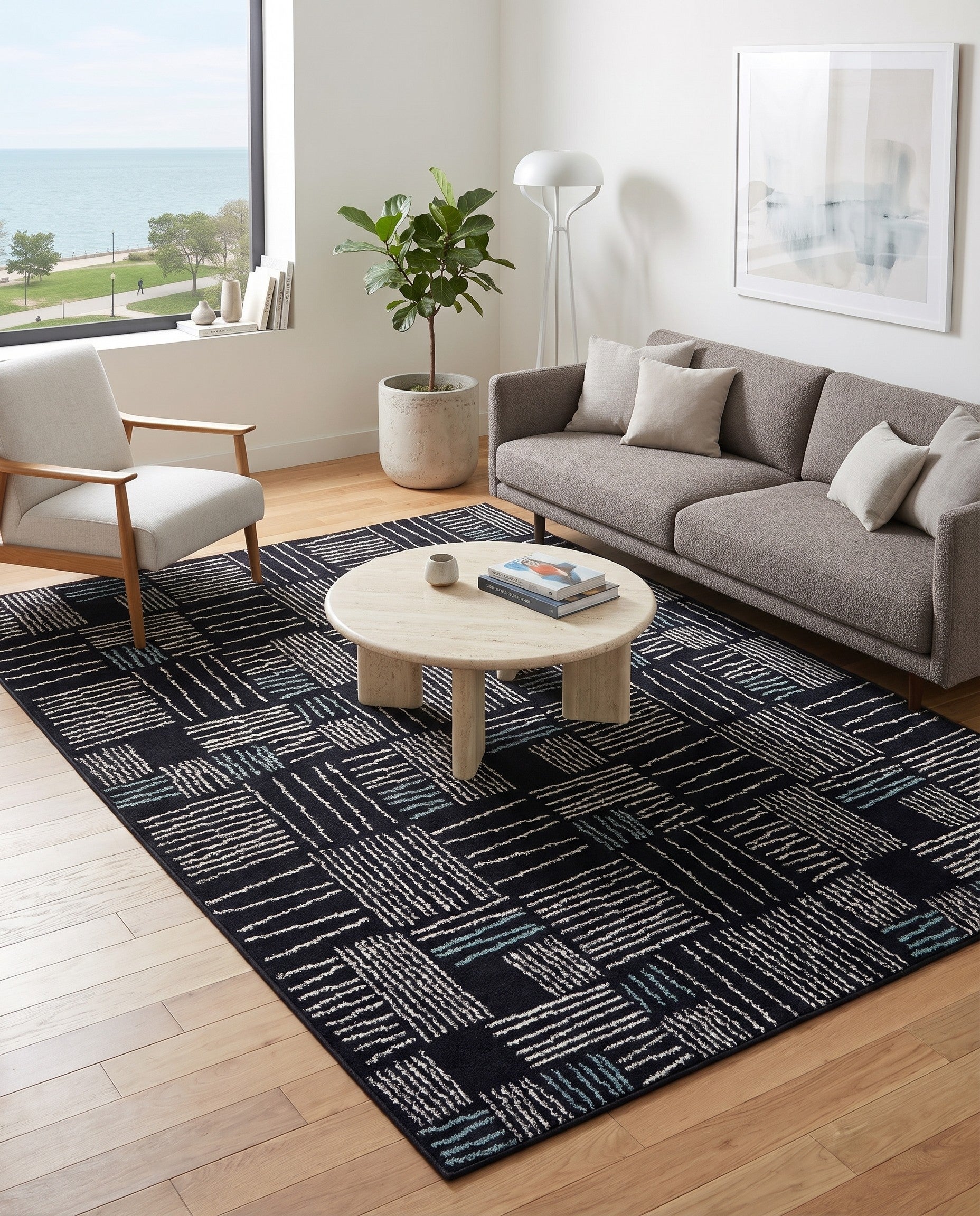 Navy Blue Hanahan Rug