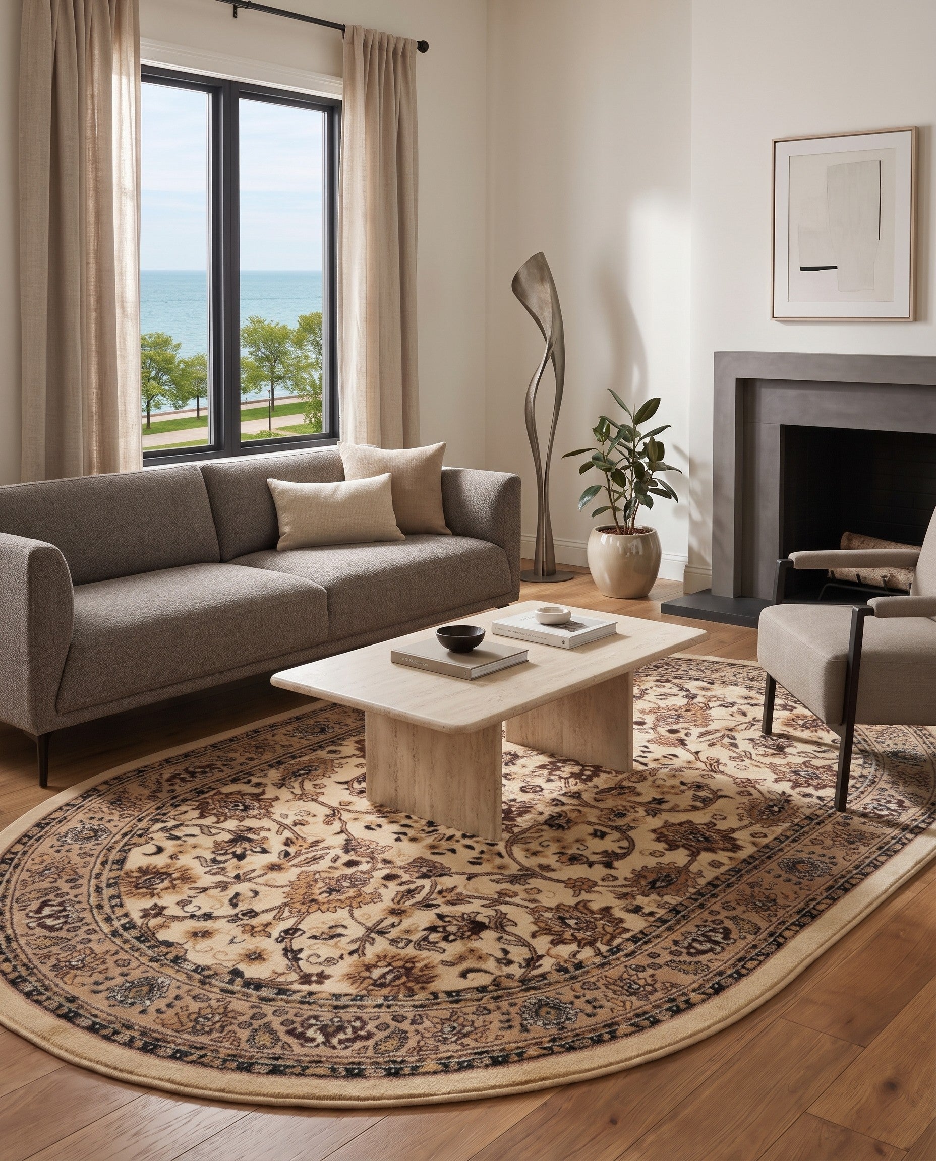 Ivory Yasmin Oval Rug