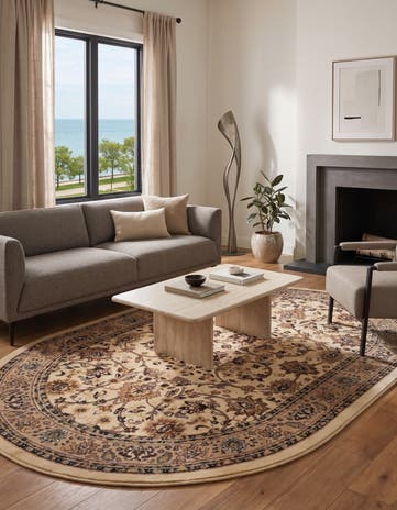 Ivory Yasmin Oval Rug