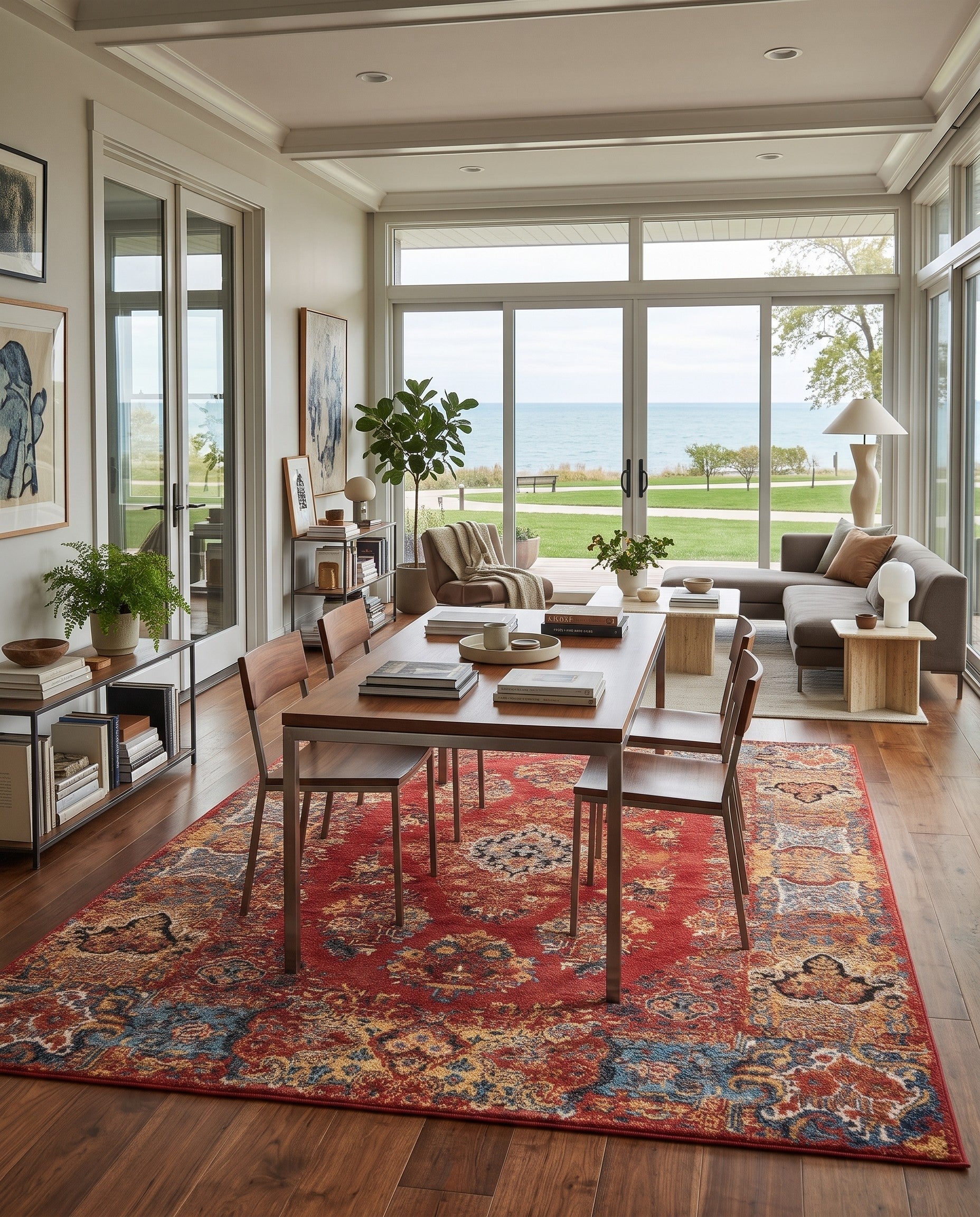 6' x 9' Easy-Clean Traditional Indoor / Outdoor Rug