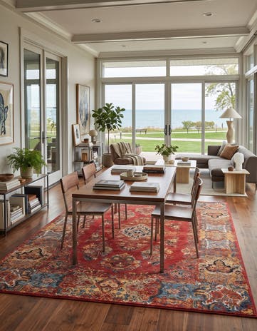 6' x 9' Easy-Clean Traditional Indoor / Outdoor Rug