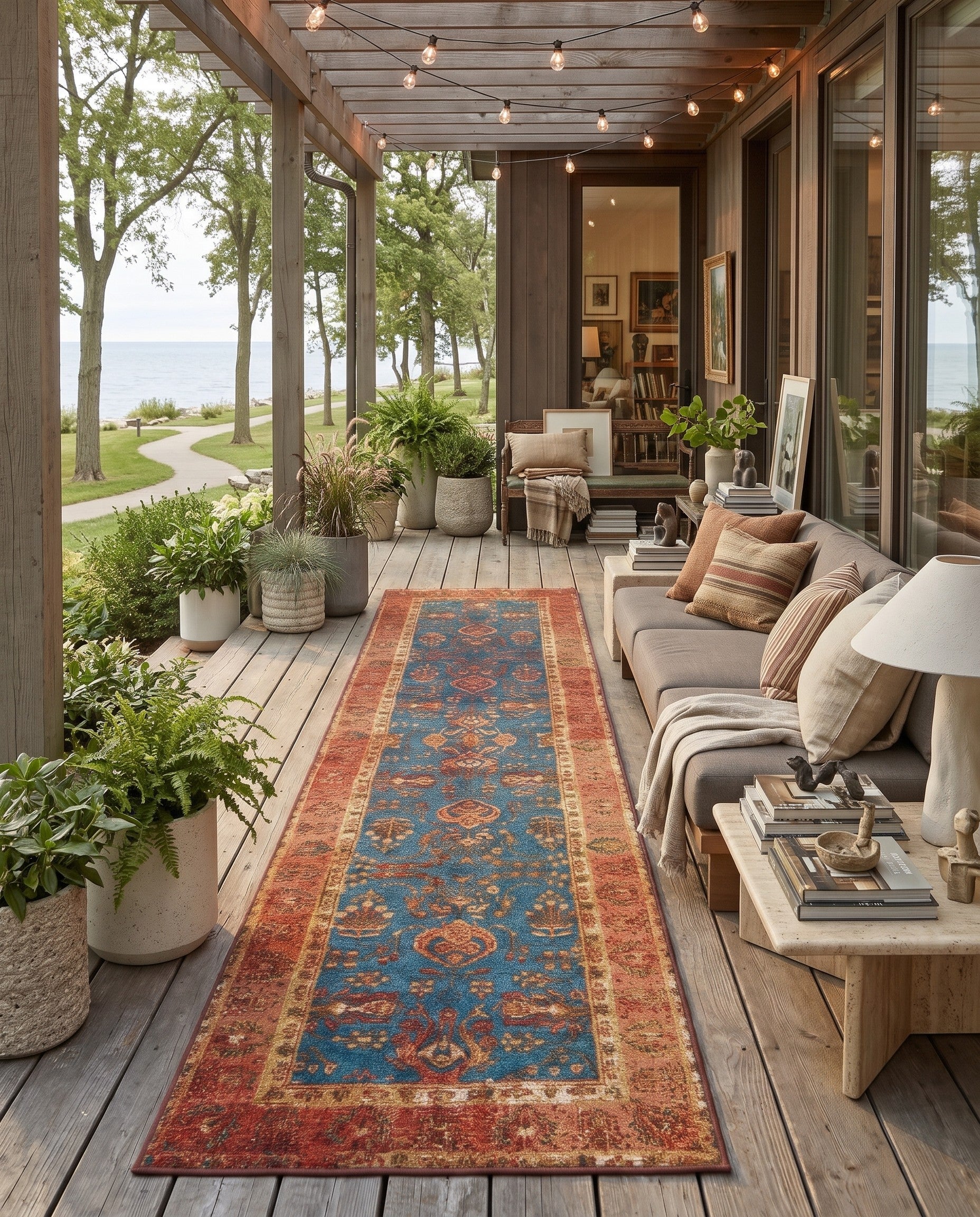 2' 7 x 10' Easy-Clean Traditional Indoor / Outdoor Runner Rug