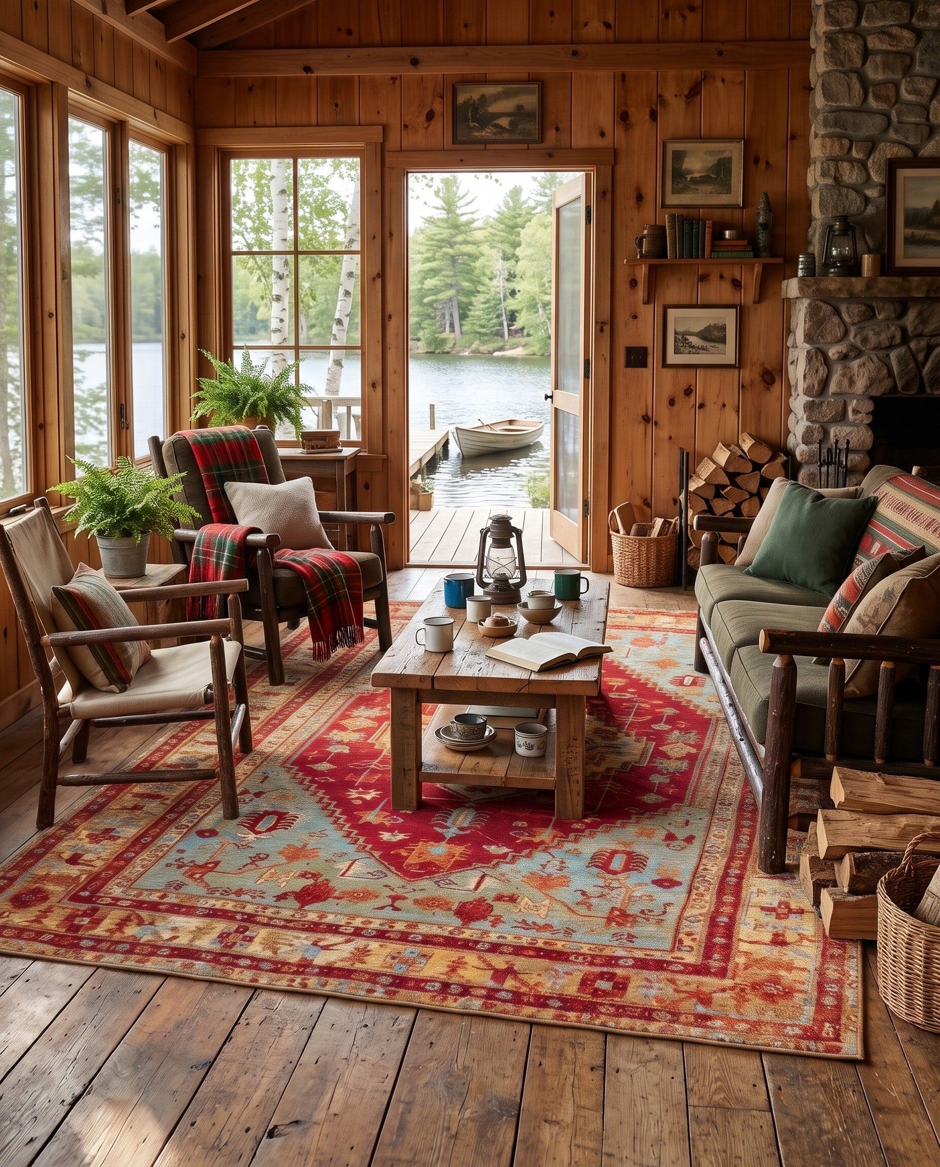 6' x 9' Easy-Clean Traditional Indoor / Outdoor Rug