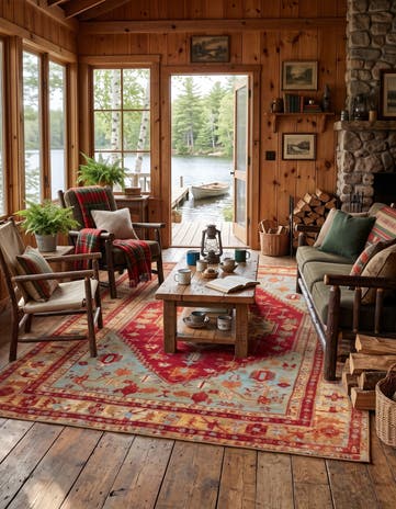 6' x 9' Easy-Clean Traditional Indoor / Outdoor Rug