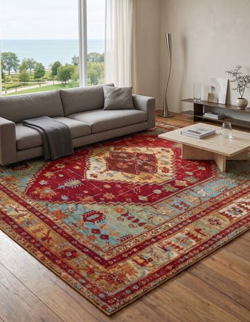 7' 10 x 7' 10 Easy-Clean Traditional Indoor / Outdoor Square Rug