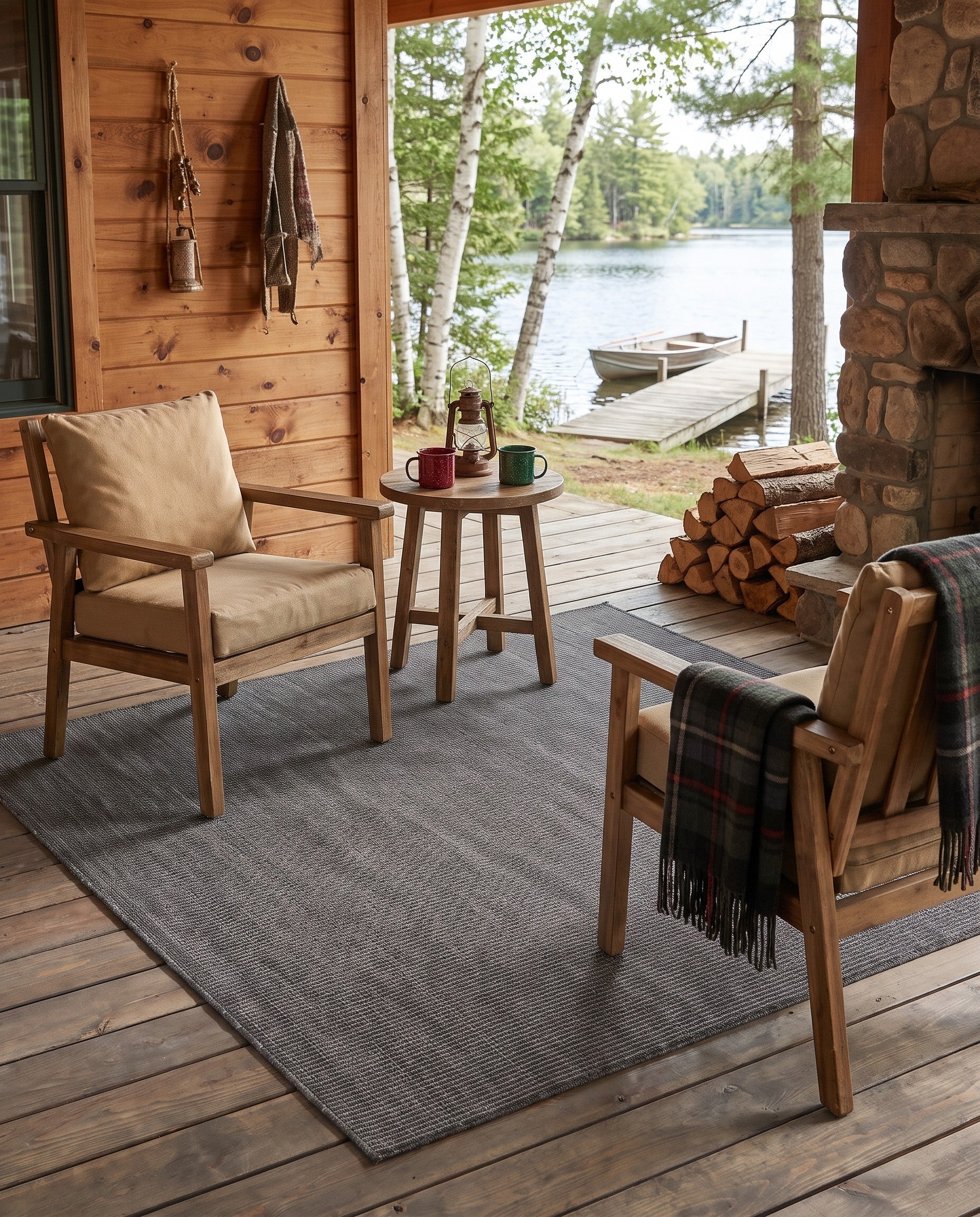 Black Easy-Clean Solid Indoor / Outdoor Square Rug