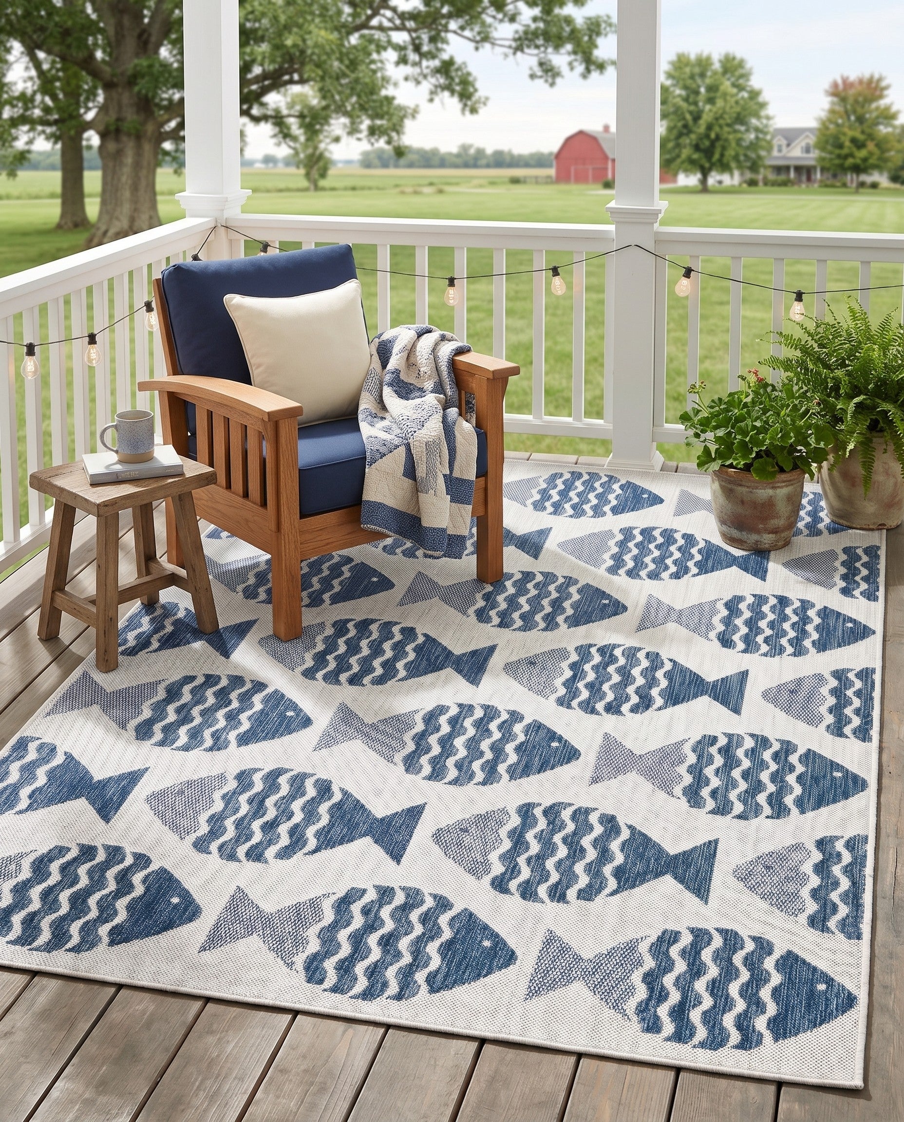 5' 3 x 7' Easy-Clean Beachcomber Coastal Indoor / Outdoor Rug