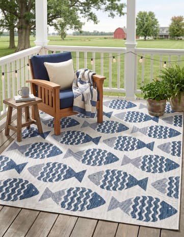 5' 3 x 7' Easy-Clean Beachcomber Coastal Indoor / Outdoor Rug
