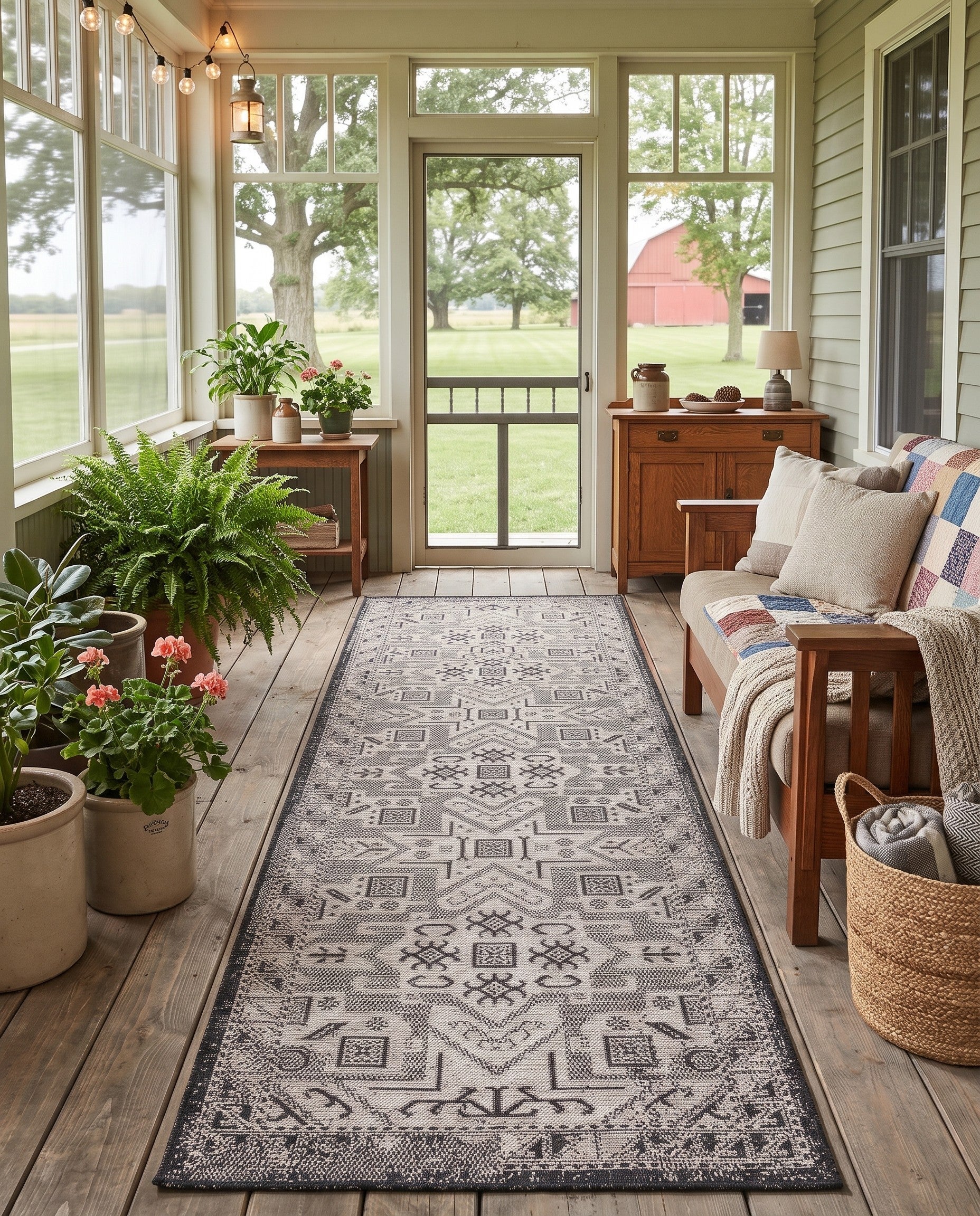2' 7 x 10' Easy-Clean Aztec Indoor / Outdoor Runner Rug