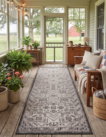 2' 7 x 10' Easy-Clean Aztec Indoor / Outdoor Runner Rug