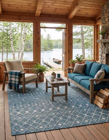 5' 3 x 7' Easy-Clean Lattice Indoor / Outdoor Rug