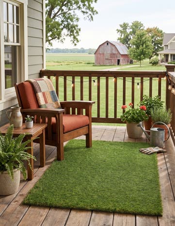 Green Easy-Clean Grass Indoor / Outdoor Rug