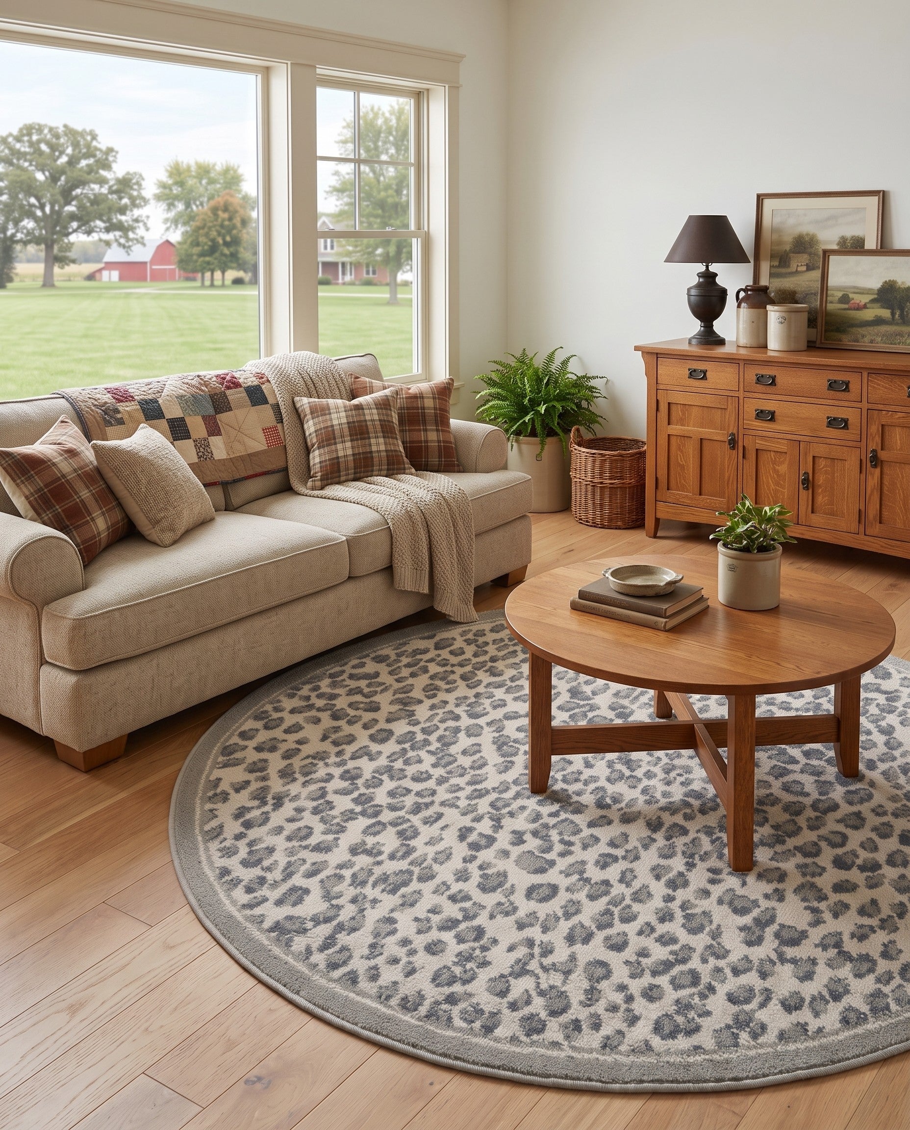Gray Savannah Round Rug