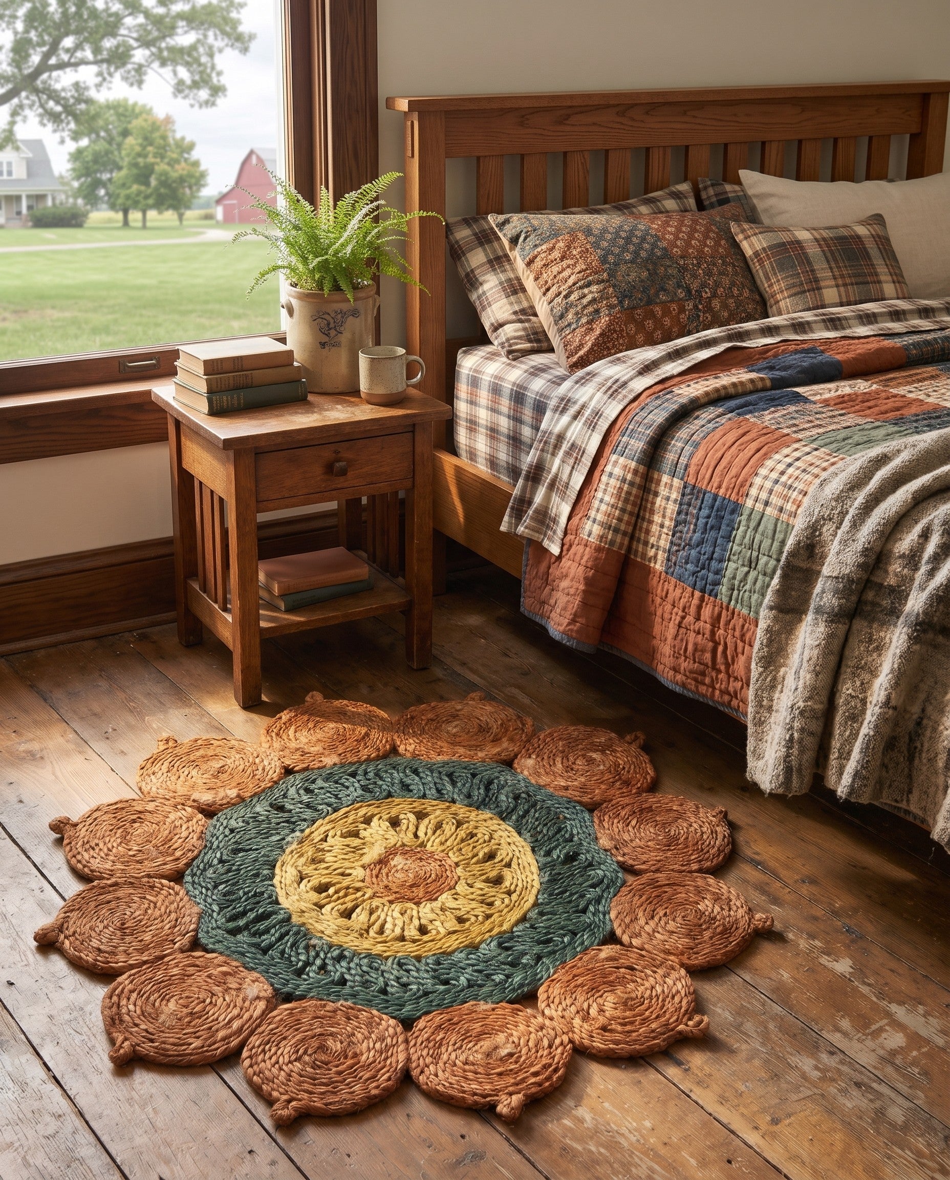 2' x 2' Handmade Braided Jute Round Rug