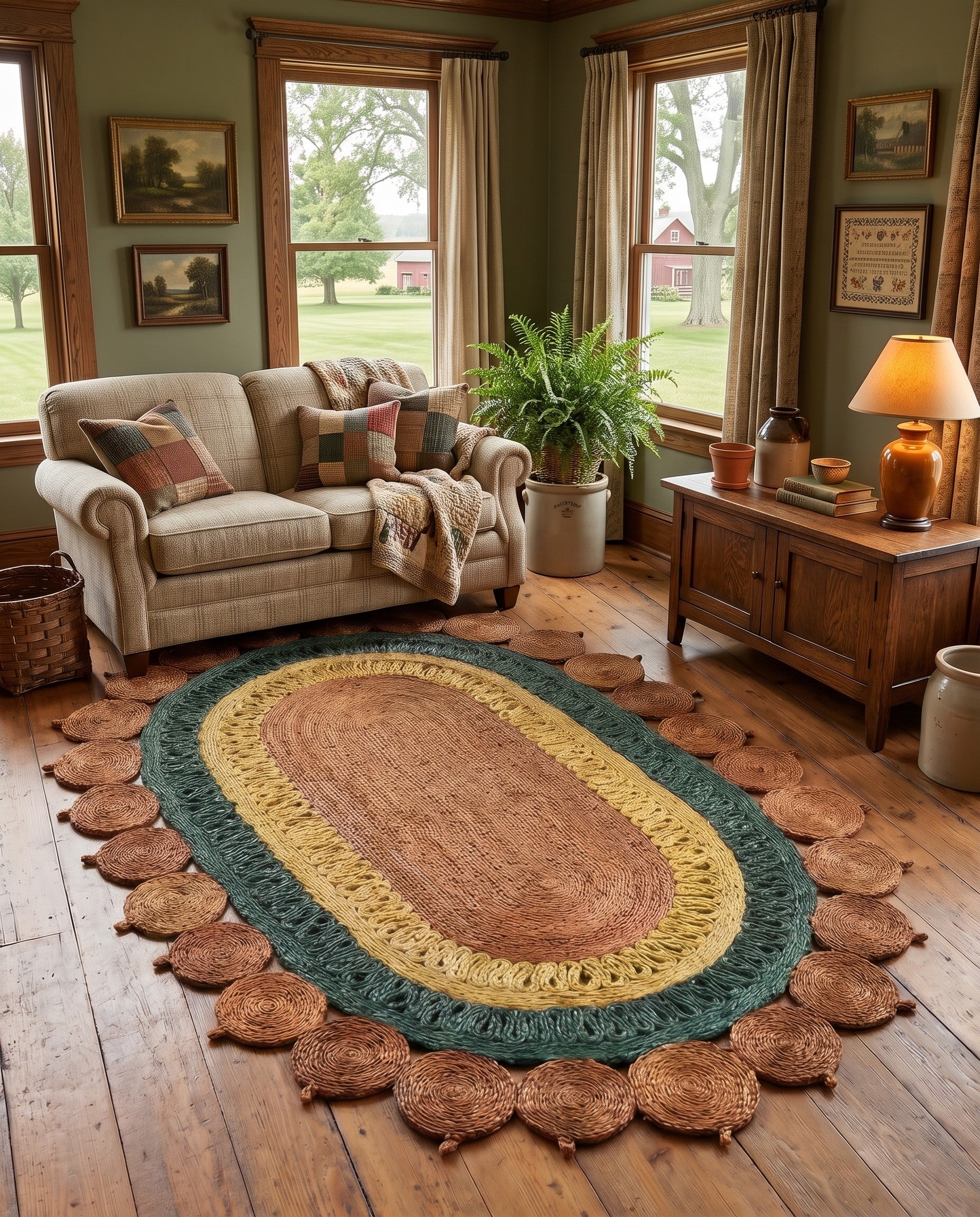 4' 1 x 6' 1 Handmade Braided Jute Oval Rug