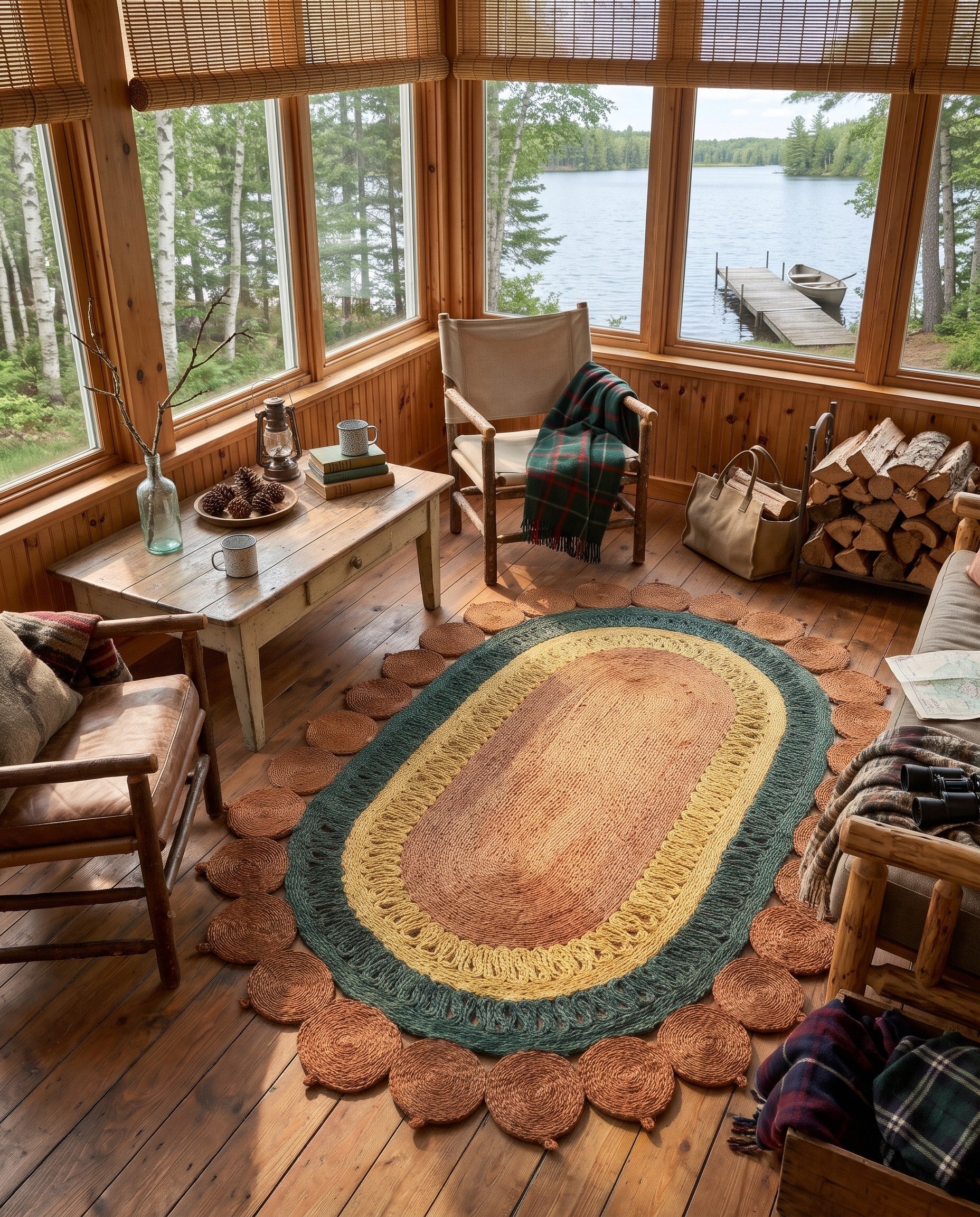 4' 1 x 6' 1 Handmade Braided Jute Oval Rug