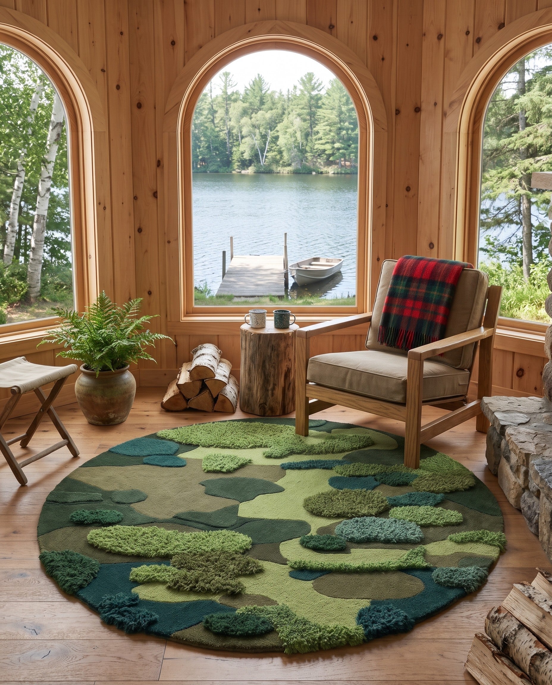 Green Moss Garden Round Rug