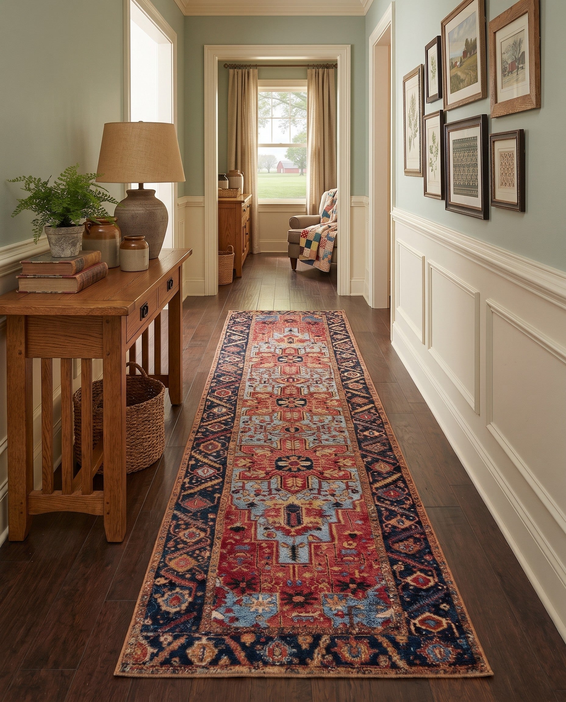 2' 7 x 12' Easy-Clean Ellsworth Traditional Indoor / Outdoor Runner Rug
