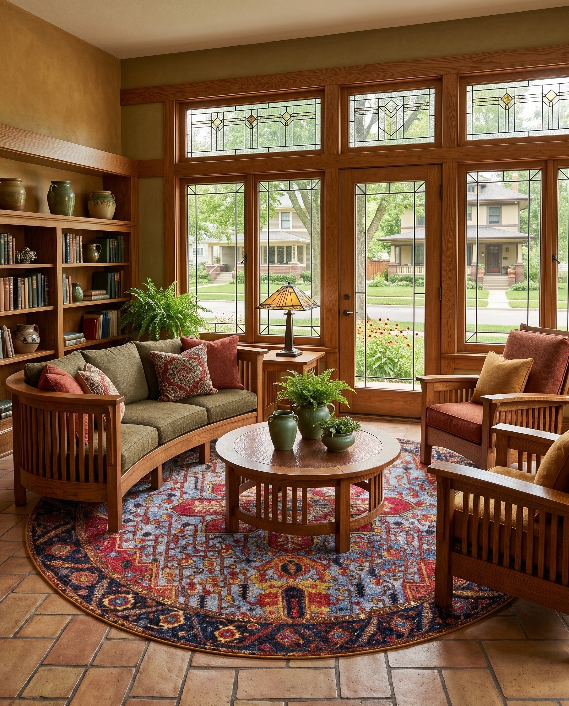 7' 10 x 7' 10 Easy-Clean Ellsworth Traditional Indoor / Outdoor Round Rug