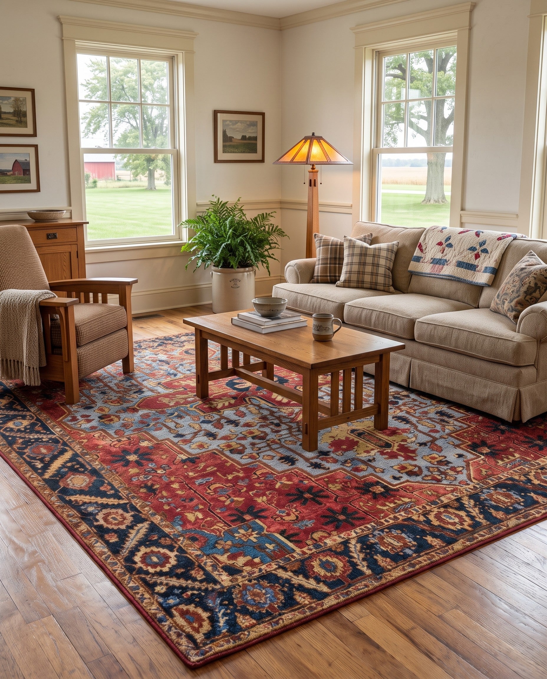 7' 10 x 10' Easy-Clean Traditional Indoor / Outdoor Rug