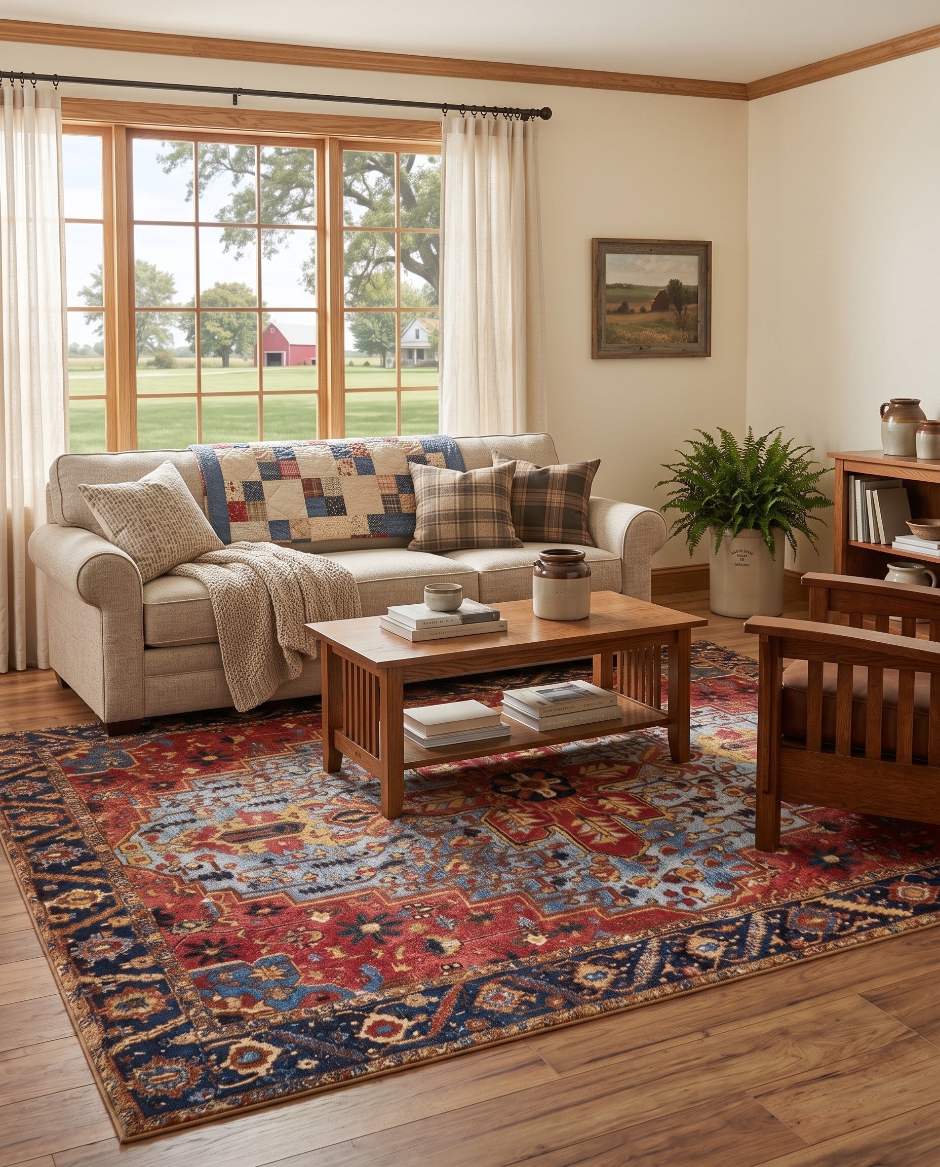 7' 10 x 10' Easy-Clean Traditional Indoor / Outdoor Rug