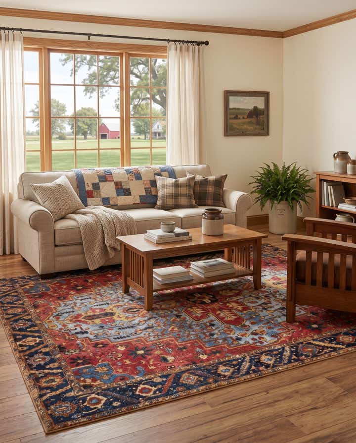 7' 10 x 10' Easy-Clean Traditional Indoor / Outdoor Rug