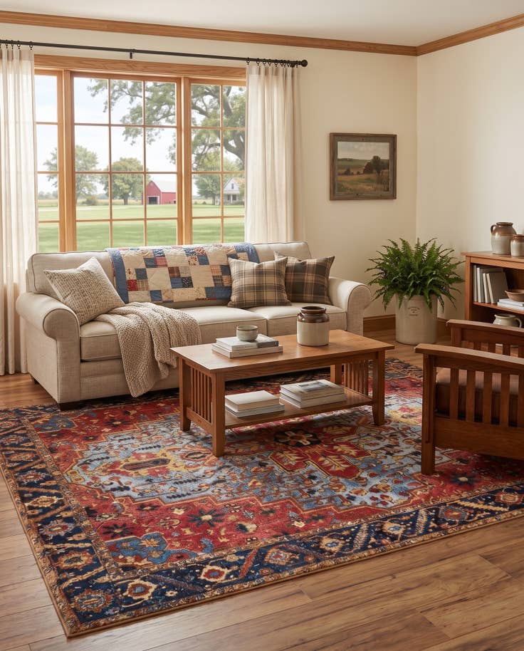 Detail image of 7' 10 x 10' Easy-Clean Traditional Indoor / Outdoor Rug