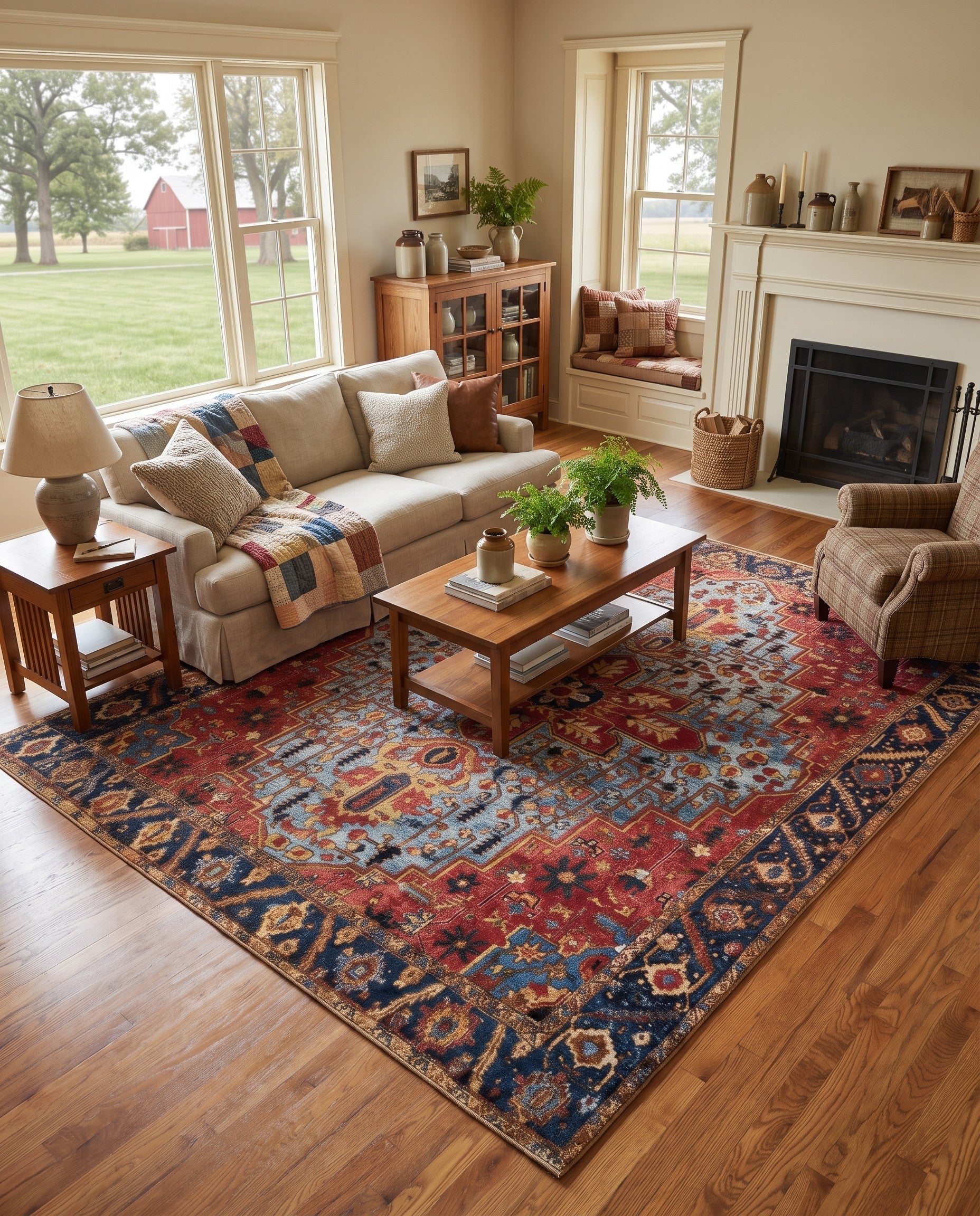 7' 10 x 10' Easy-Clean Traditional Indoor / Outdoor Rug