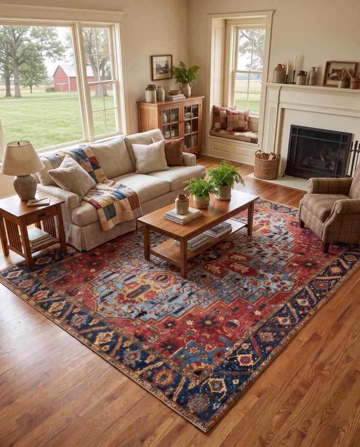 Detail image of 7' 10 x 10' Easy-Clean Traditional Indoor / Outdoor Rug