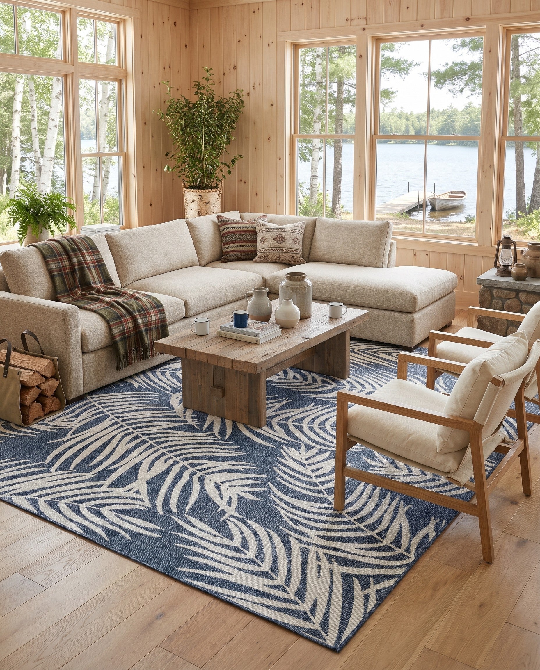 10' x 14' Easy-Clean Botanical Indoor / Outdoor Rug