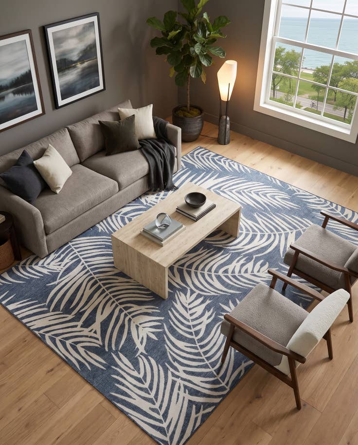 Detail image of 10' x 14' Easy-Clean Botanical Indoor / Outdoor Rug